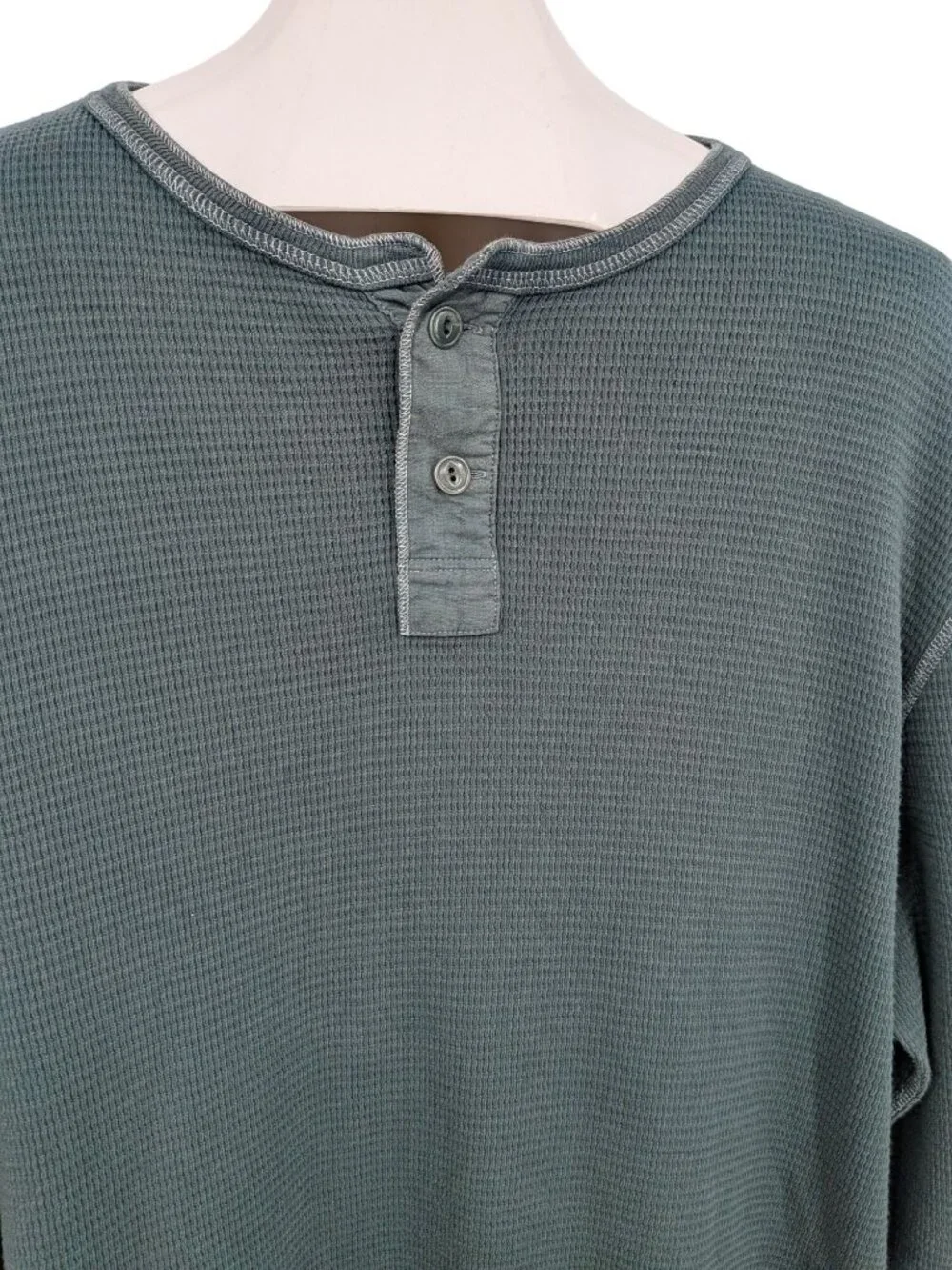J.Crew Waffle Knit Henley Thermal Long Sleeve Minimalist Outdoor Workwear XLarge